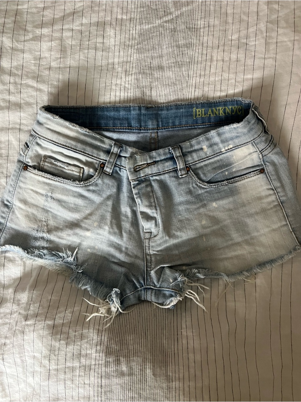 Blank NYC Faded Light Blue Distressed Denim Cutoff Shorts